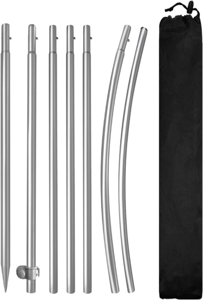 8FT Feather Flag Pole Kit, Stainless Steel Heavy Duty Swooper Flagpole