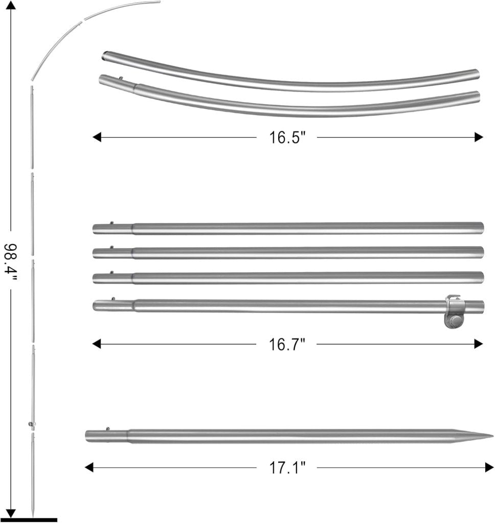 8FT Feather Flag Pole Kit, Stainless Steel Heavy Duty Swooper Flagpole