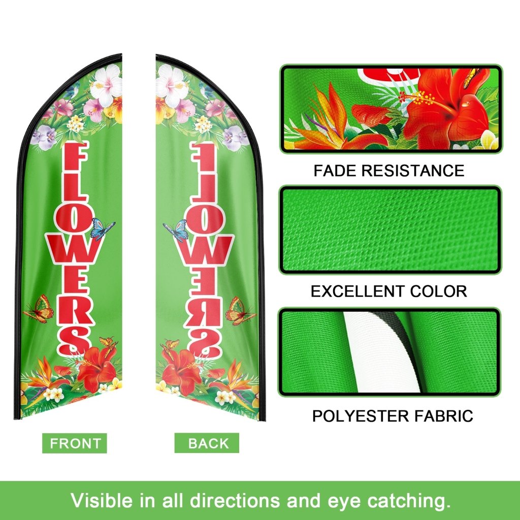 8FT Flowers Swooper Flag(Flagpole Not Included 3.4)