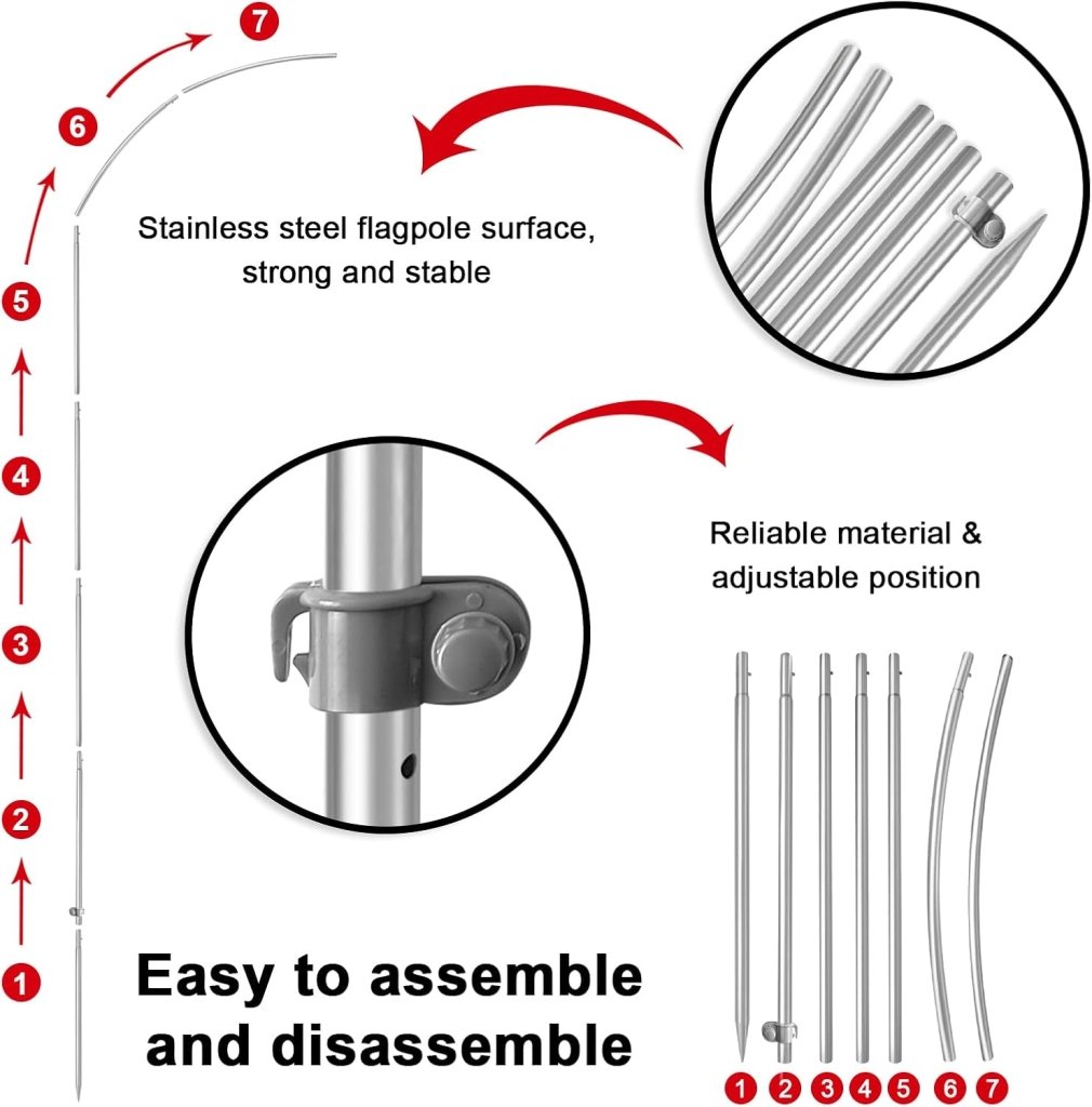 8FT Food Truck Feather Flag with Stainless Steel Pole Kit(2m flag set)