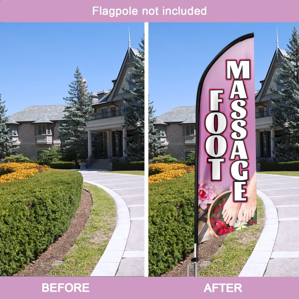 8FT Foot Massage Purple Advertising Swooper Flag (Flagpole Not Included 3.4)