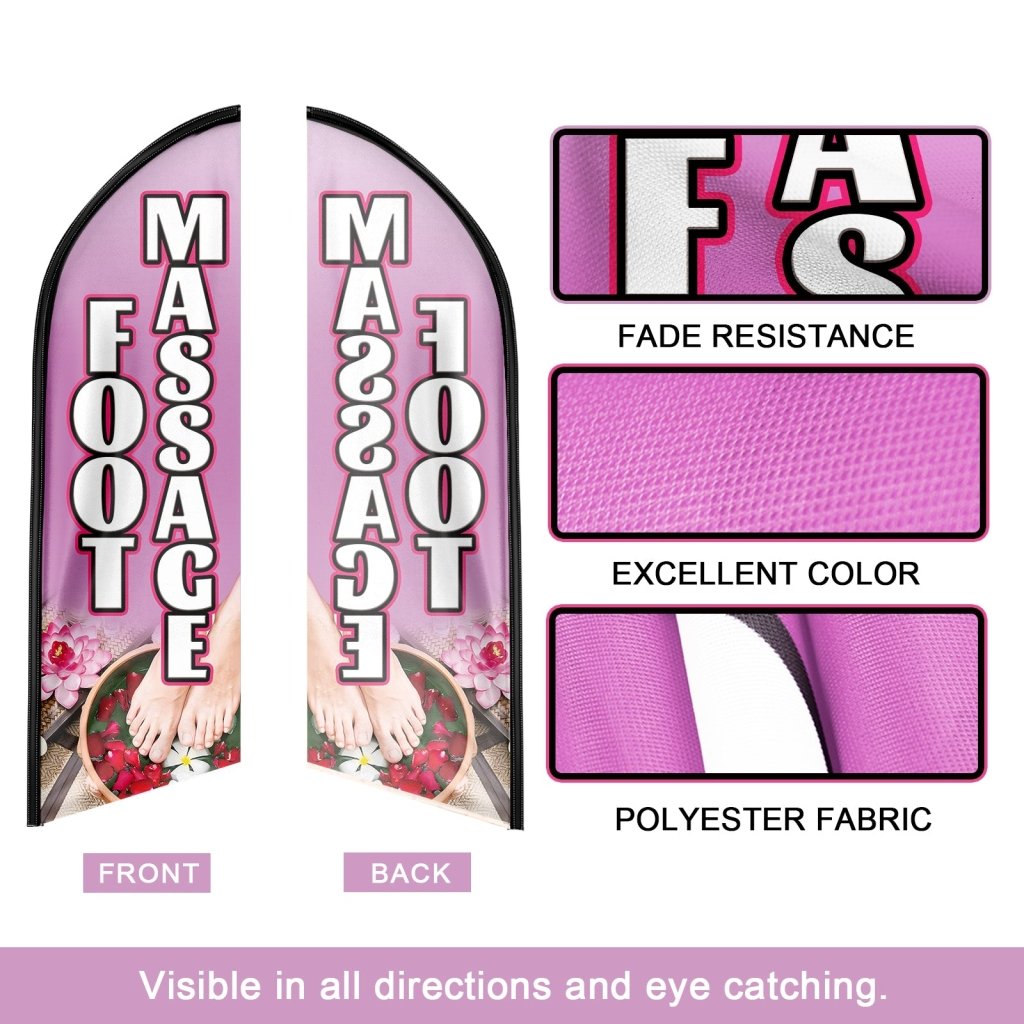 8FT Foot Massage Purple Advertising Swooper Flag (Flagpole Not Included 3.4)