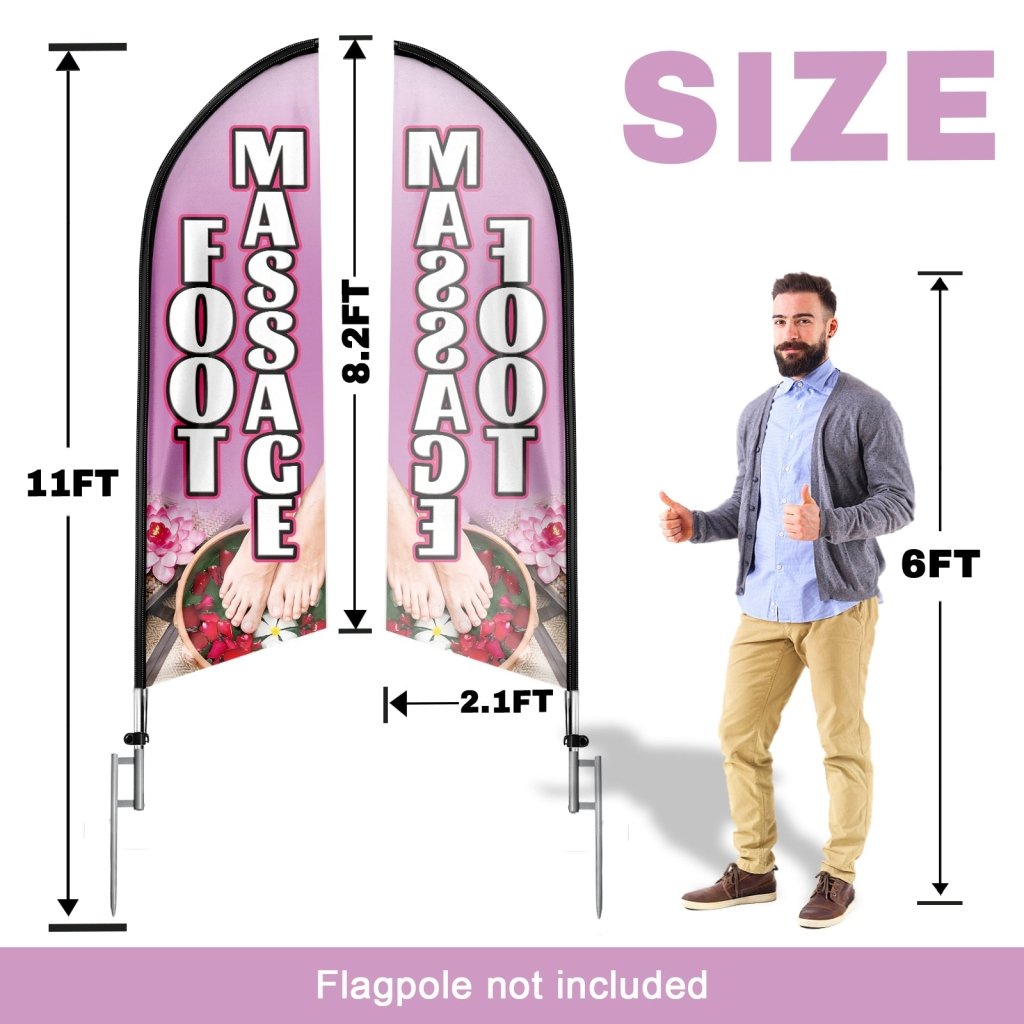 8FT Foot Massage Purple Advertising Swooper Flag (Flagpole Not Included 3.4)
