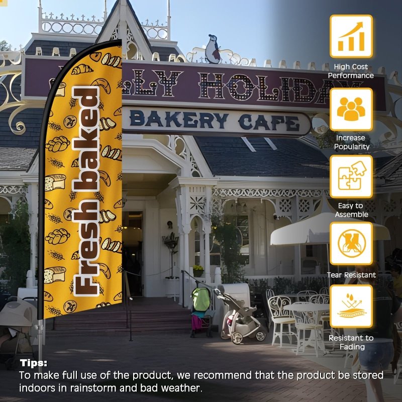 8FT Fresh Baked Feather Flag with Stainless Steel Pole Kit(2m flag set)