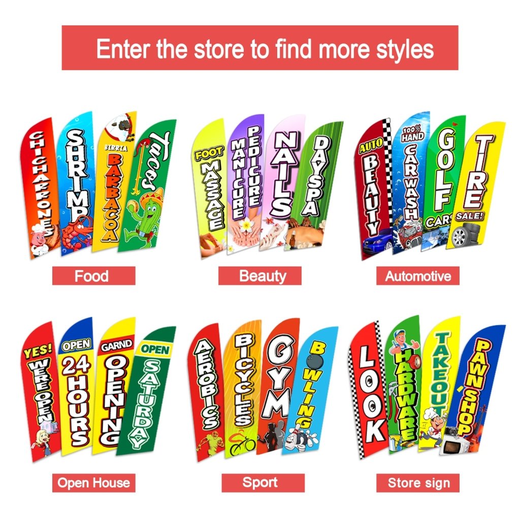 8FT Fresh Flowers Sign Swooper Flag(Flagpole Not Included 3.4)