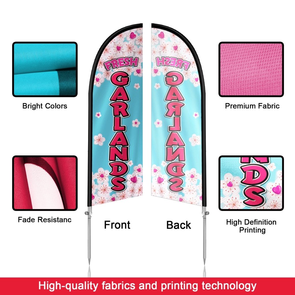 8FT Fresh Garlands Feather Flag with Stainless Steel Pole Kit(2m flag set)