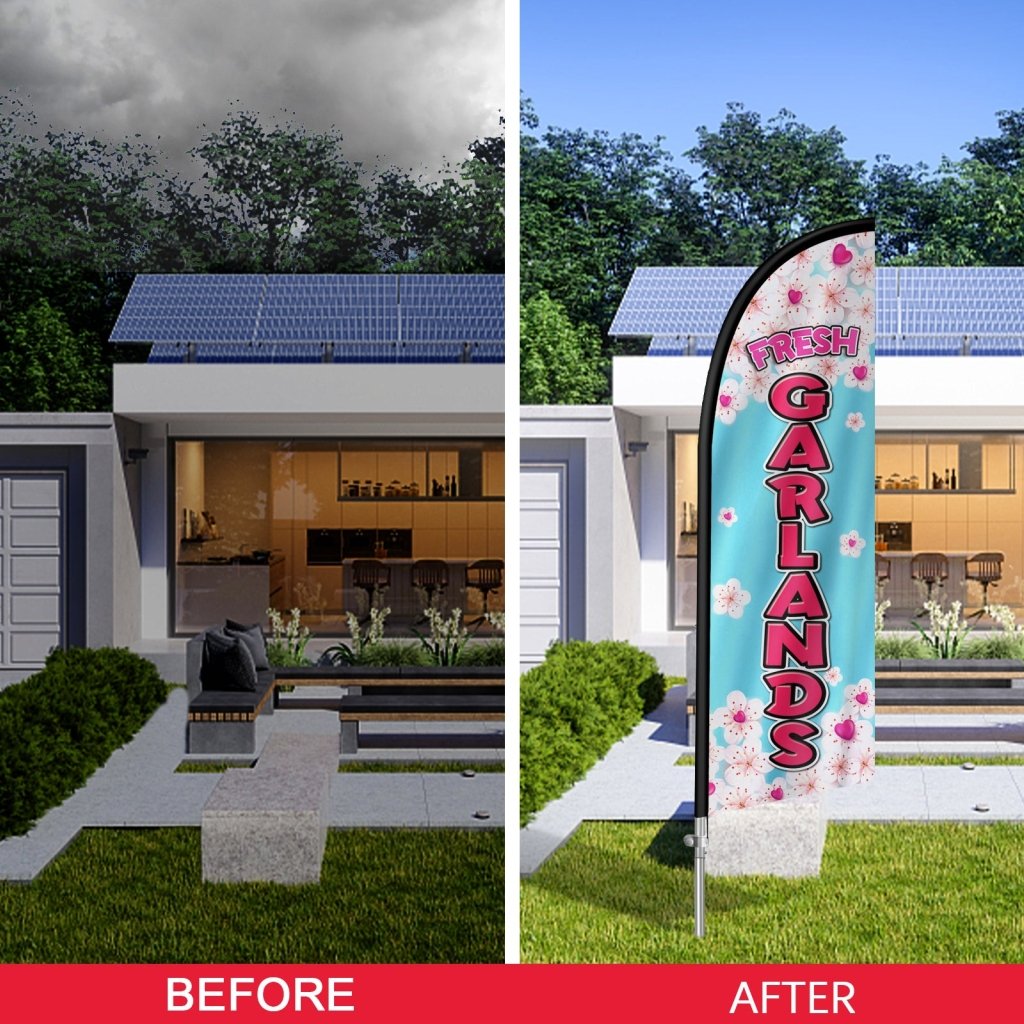 8FT Fresh Garlands Feather Flag with Stainless Steel Pole Kit(2m flag set)