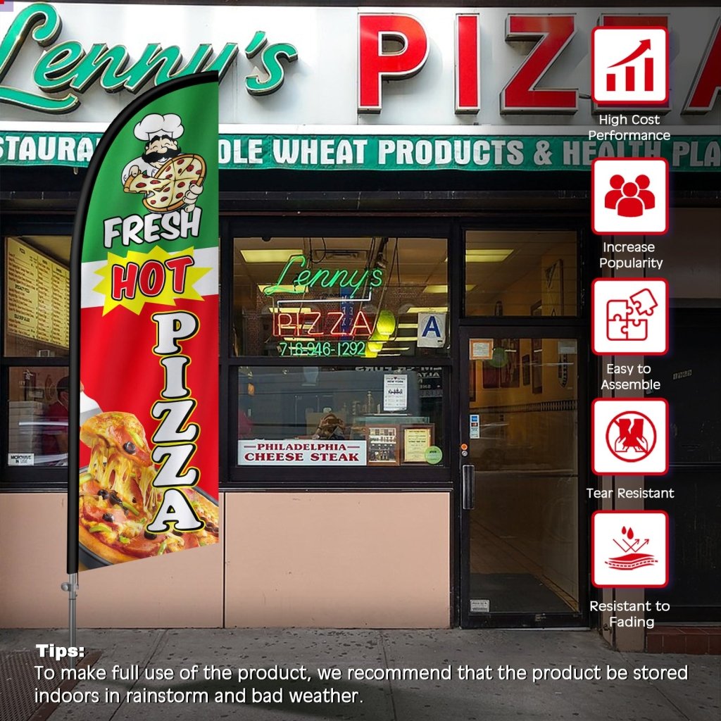 8FT Fresh Hot Pizza 02 Banner Feather Flag Pole Kit(2m flag set)