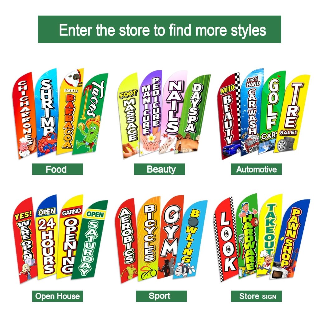 8FT Fresh Produce Advertising Swooper Flag (Flagpole Not Included 3.4)