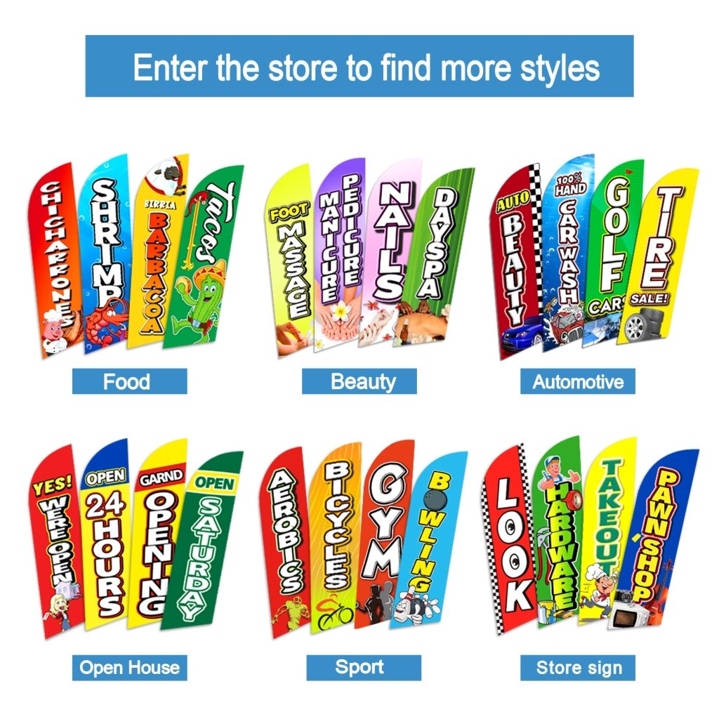 8FT Fresh Seafood 02 Advertising Swooper Flag (Flagpole Not Included 3.4)