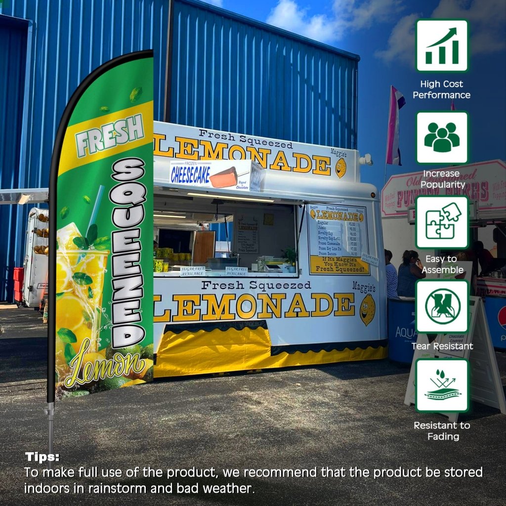 8FT Fresh Squeezed Feather Flag with Stainless Steel Pole Kit(2m flag set)