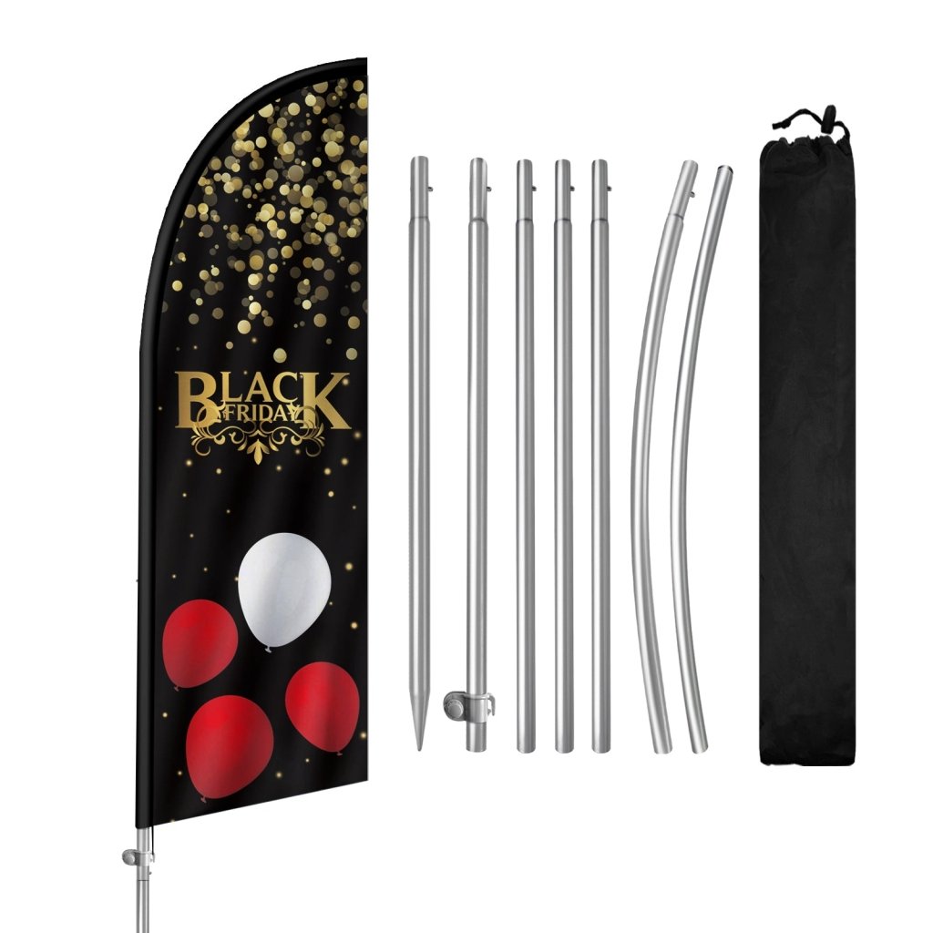 8ft Friday Feather Flag with Complete Pole Kit — Balloon Pattern