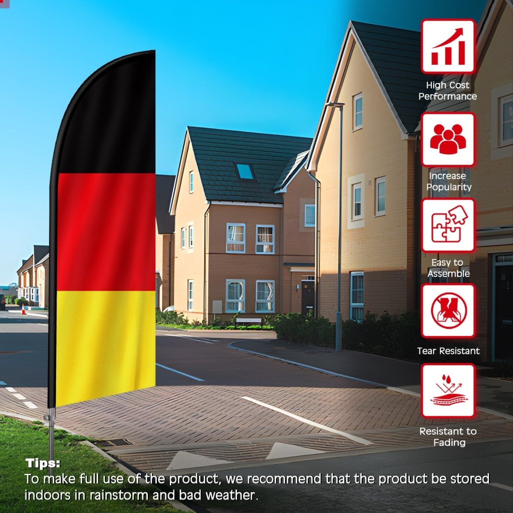 8FT Germany Flag Feather Flag with Stainless Steel Pole Kit(2m flag set)