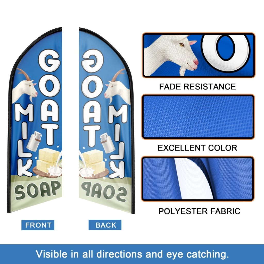 8FT Goat Milk Soap Advertising Swooper Flag (Flagpole Not Included 3.4)