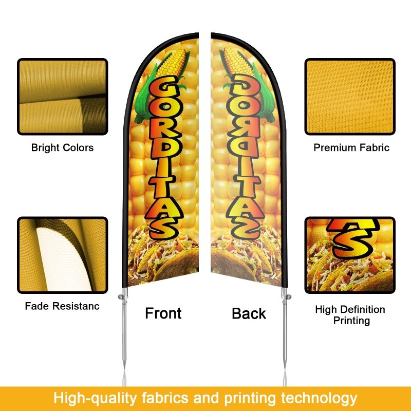 8FT Gorditas Banner Feather Flag with Stainless Steel Pole Kit(2m flag set)