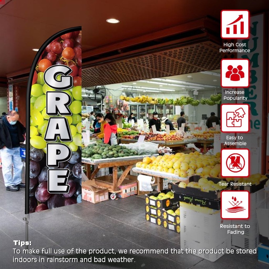 8FT Grape Feather Flag with Stainless Steel Pole Kit(2m flag set)