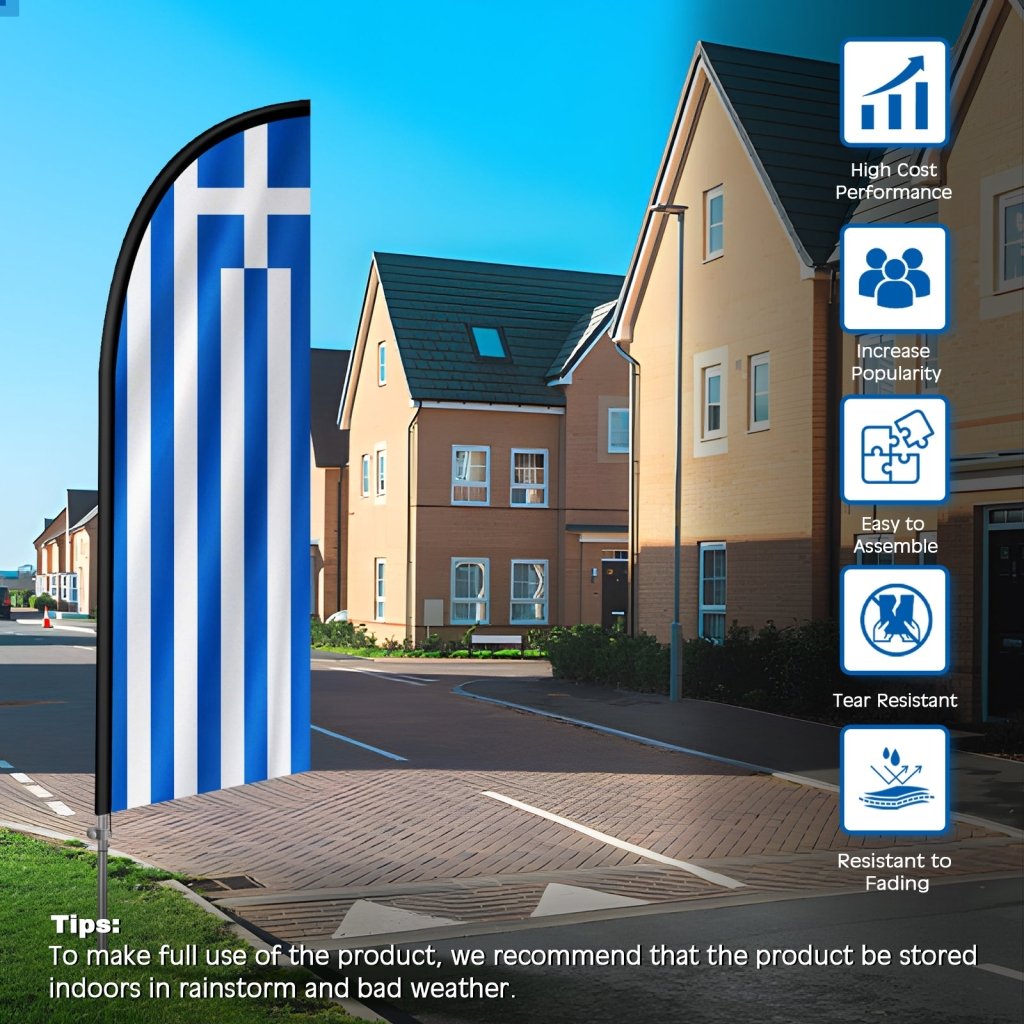 8FT Greece Feather Flag with Stainless Steel Pole Kit(2m flag set)