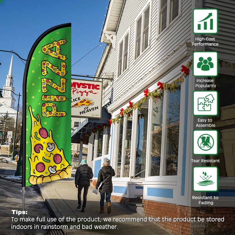 8FT Green 01 Pizza Banner Feather Flag Pole Kit(2m flag set)
