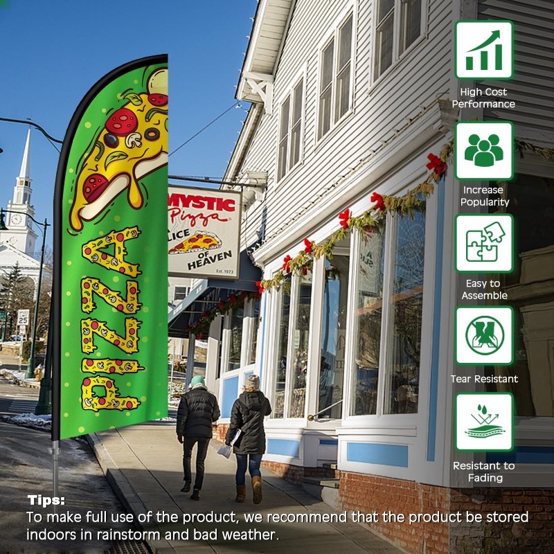 8FT Green 03 Pizza Banner Feather Flag Pole Kit(2m flag set)