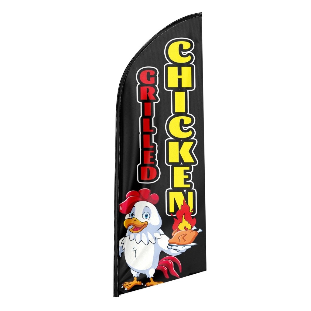 8FT Grilled Chicken Black Swooper Flag (Flagpole Not Included 3.4)