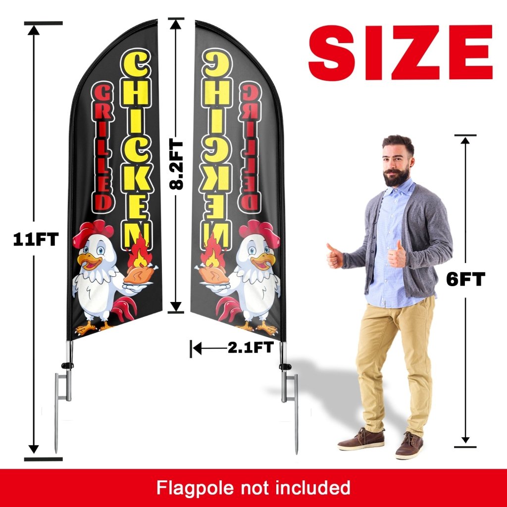 8FT Grilled Chicken Black Swooper Flag (Flagpole Not Included 3.4)