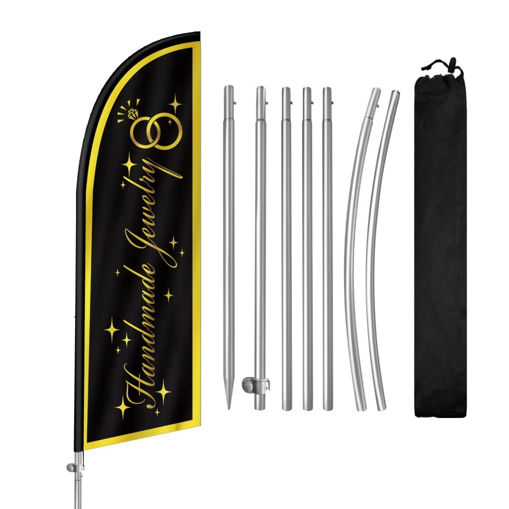 8FT Handmade Jewelry Feather Flag with Stainless Steel Pole Kit/Ground Stake(2m flag set)