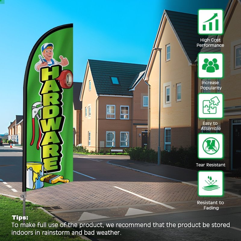 8FT hardware Feather Flag with Stainless Steel Pole Kit(2m flag set)