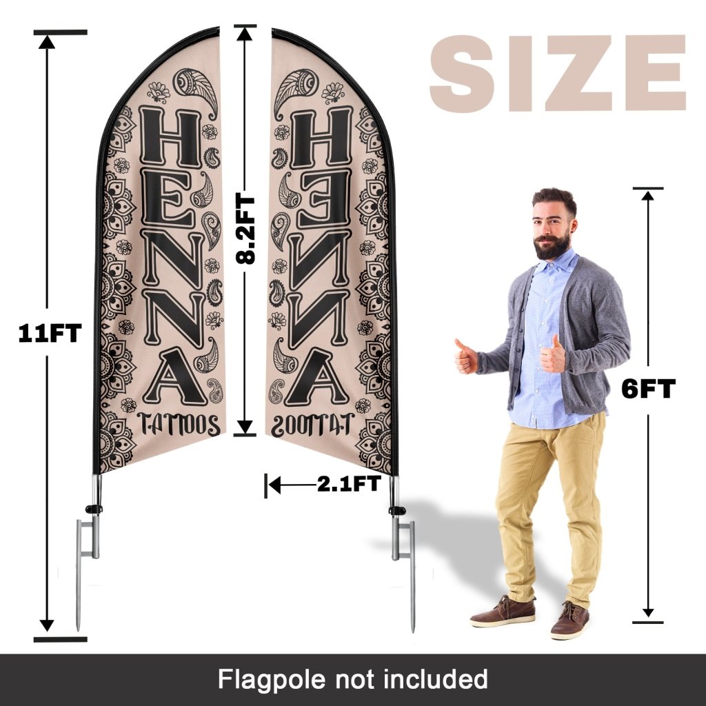 8FT Henna Tattoos Swooper Flag (Flagpole Not Included 3.4)