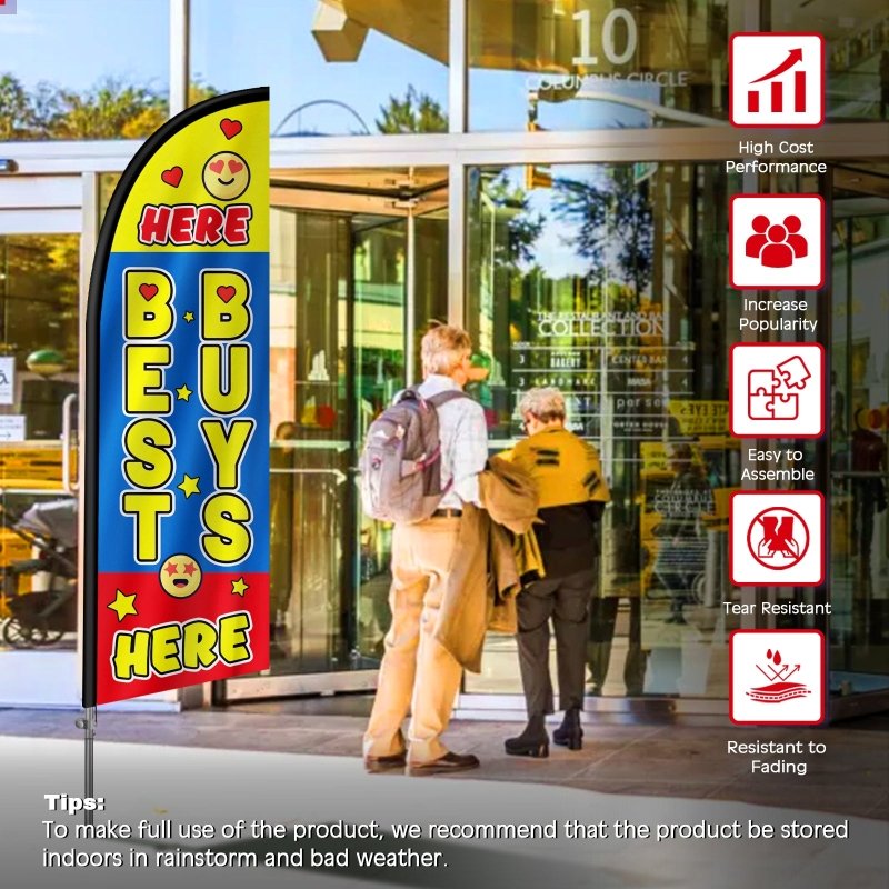 8FT Here Best Buys Here Feather Flag with Carbon Fiber Pole Kit(2m flag set)