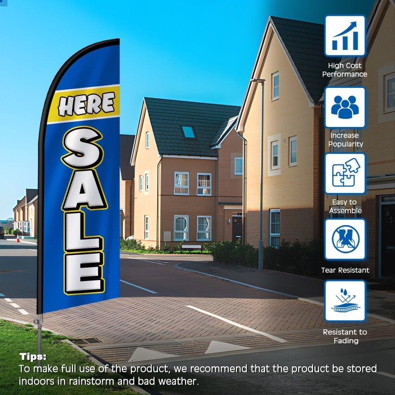 8FT Here Sale Banner Feather Flag with Stainless Steel Pole Kit(2m flag set)