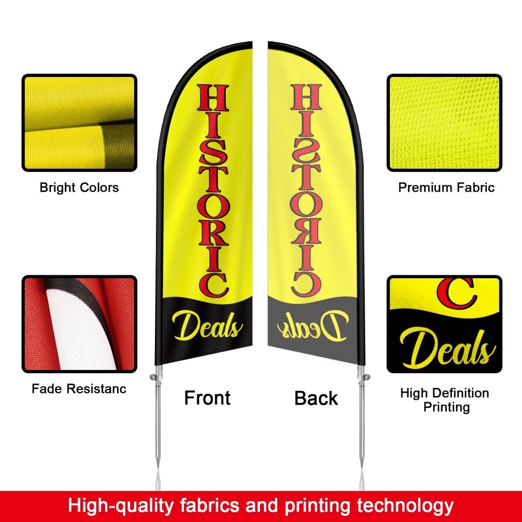 8FT Historic Deals Feather Flag with Stainless Steel Pole Kit