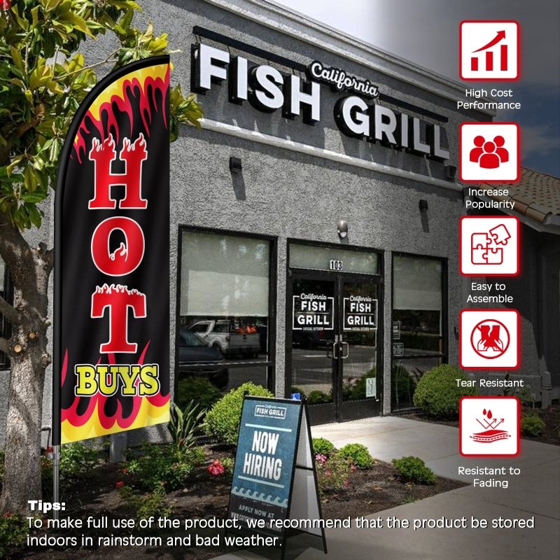 8FT Hot Buys Banner Feather Flag with Stainless Steel Pole Kit(2m flag set)