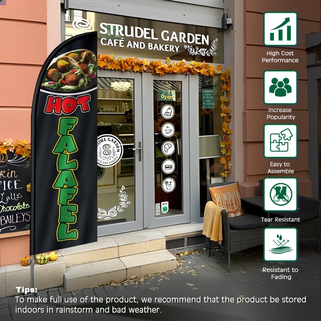 8FT Hot Falafel Feather Flag with Stainless Steel Pole Kit(2m flag set)