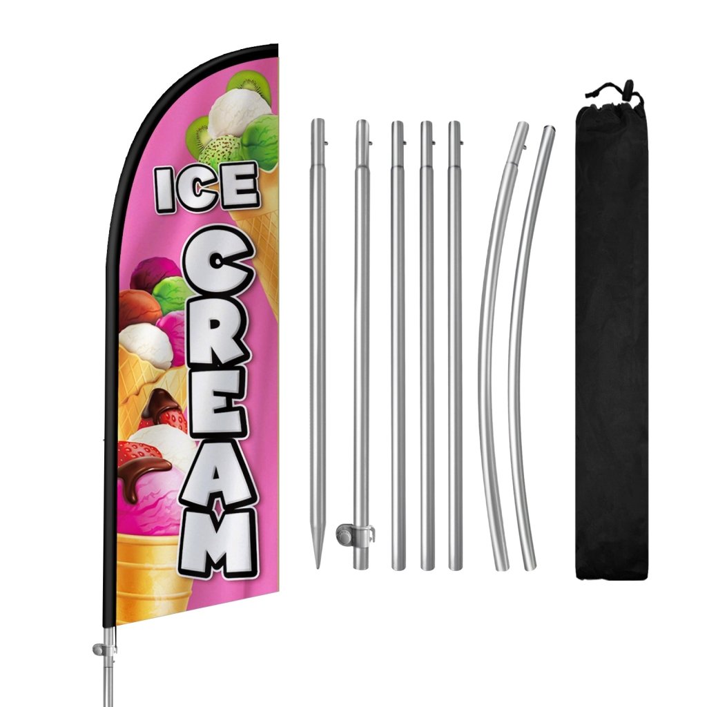 8FT Ice Cream Pink01 Feather Flag with Stainless Steel Pole Kit(2m flag set)