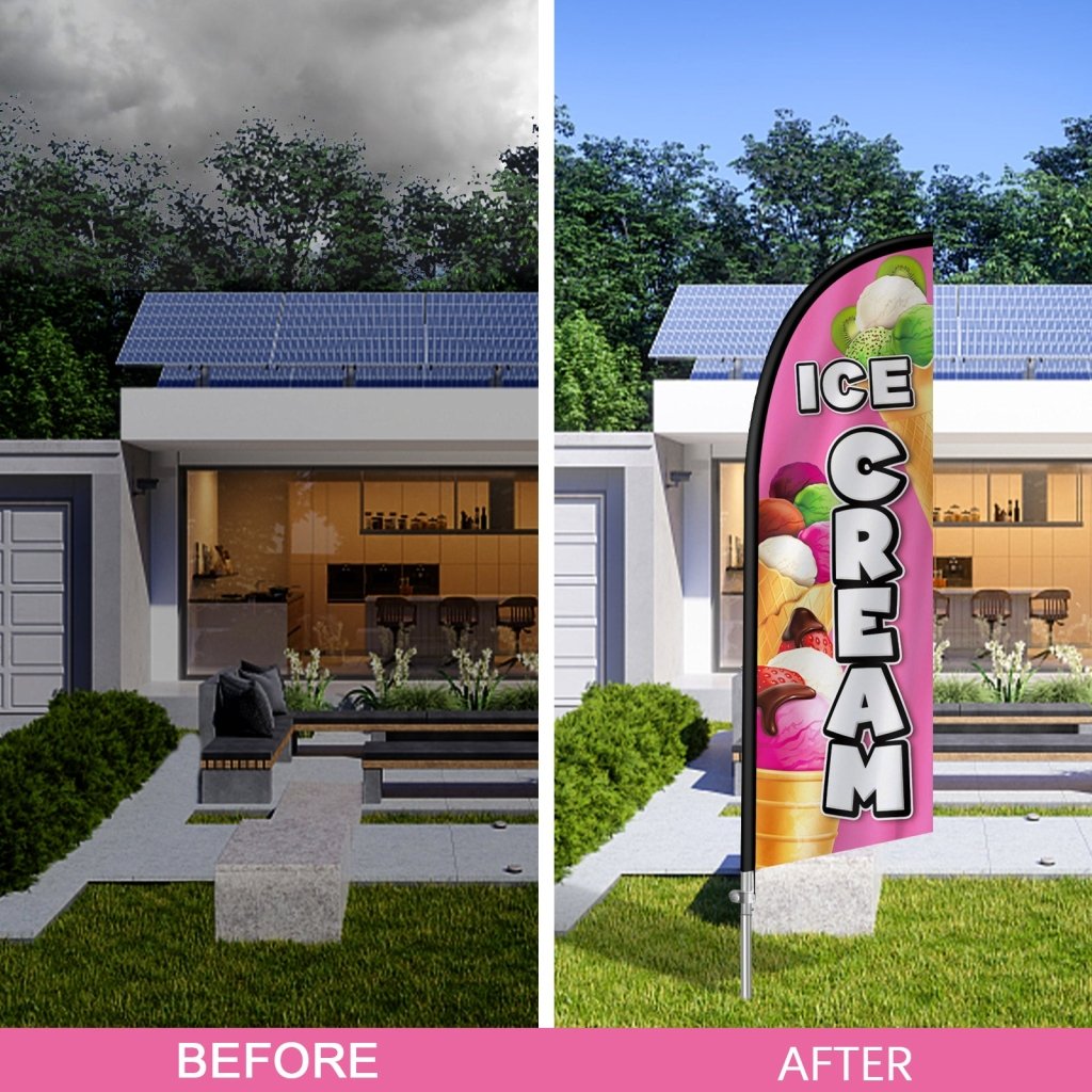 8FT Ice Cream Pink01 Feather Flag with Stainless Steel Pole Kit(2m flag set)