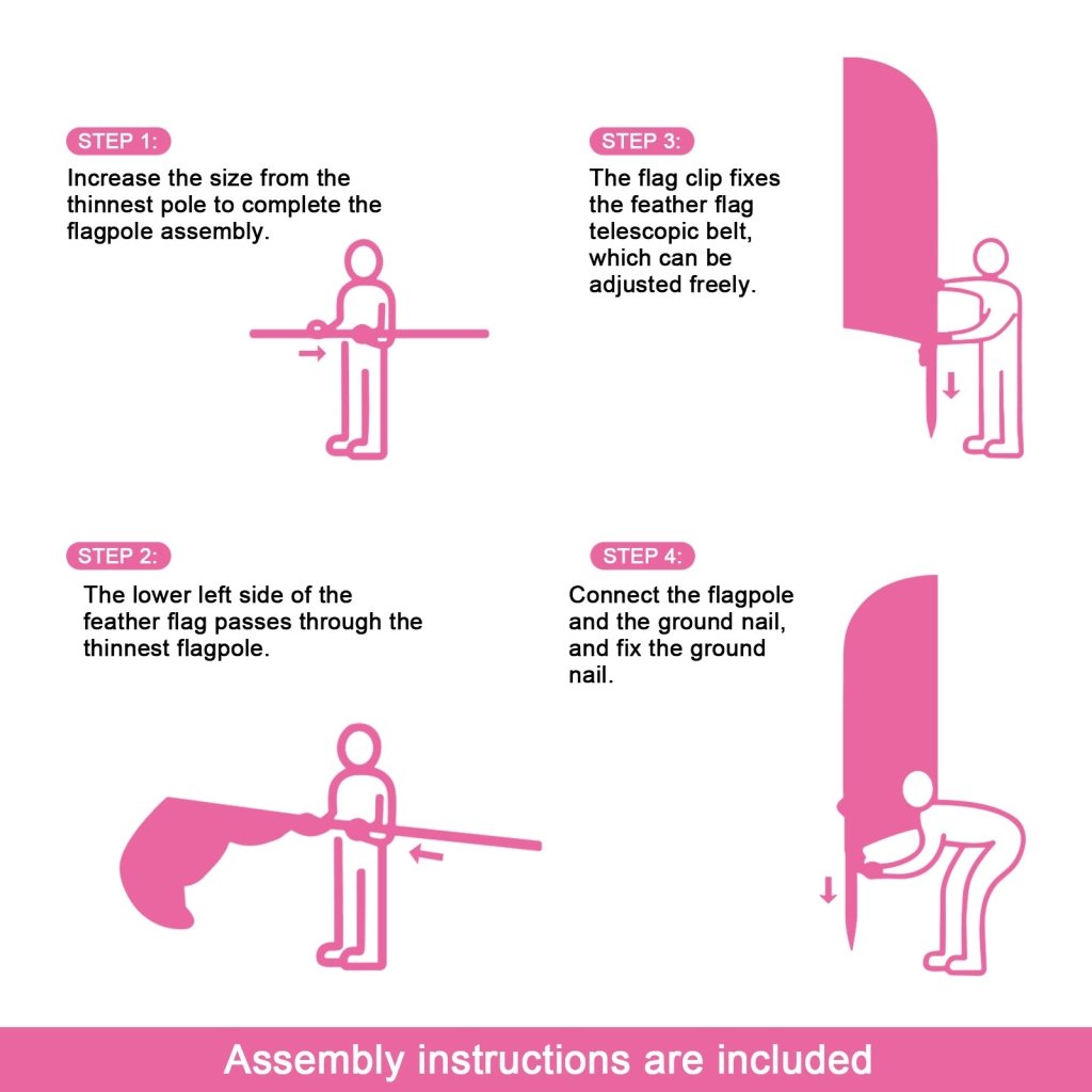 8FT Ice Cream Pink01 Feather Flag with Stainless Steel Pole Kit(2m flag set)