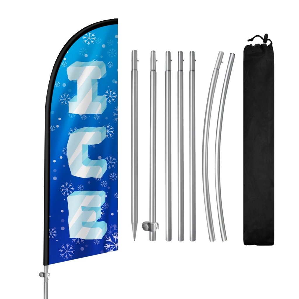 8FT Ice Feather Flag with Stainless Steel Pole Kit(2m flag set)