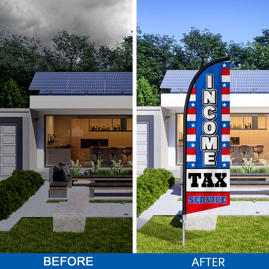 8FT Income Tax Service Feather Flag with Pole Kit/Ground Stake(2m flag set)