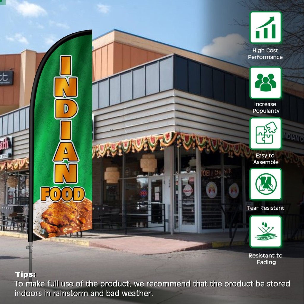 8FT Indian Food 01 Feather Flag with Stainless Steel Pole Kit(2m flag set)