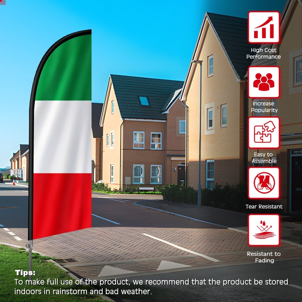 8FT Italy Feather Flag with Stainless Steel Pole Kit(2m flag set)