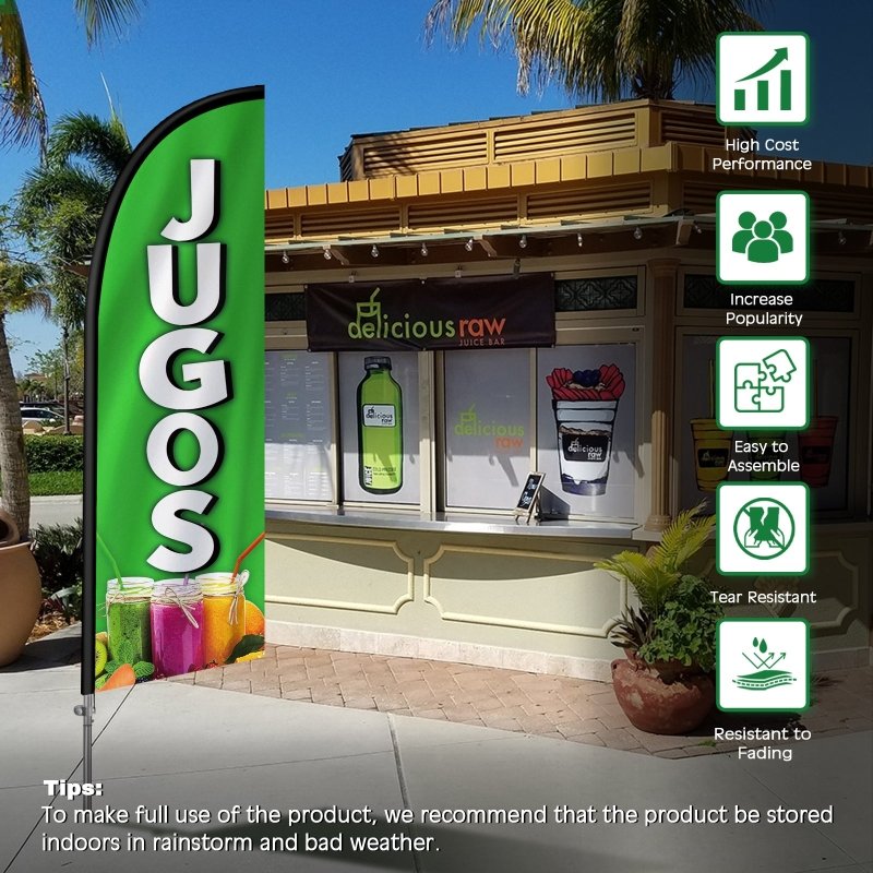 8FT Jugos Banner Feather Flag with Stainless Steel Pole Kit(2m flag set)