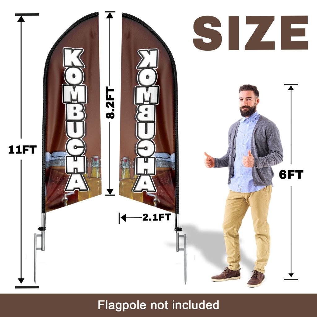 8FT Kombucha Advertising Swooper Flag (Flagpole Not Included 3.4)