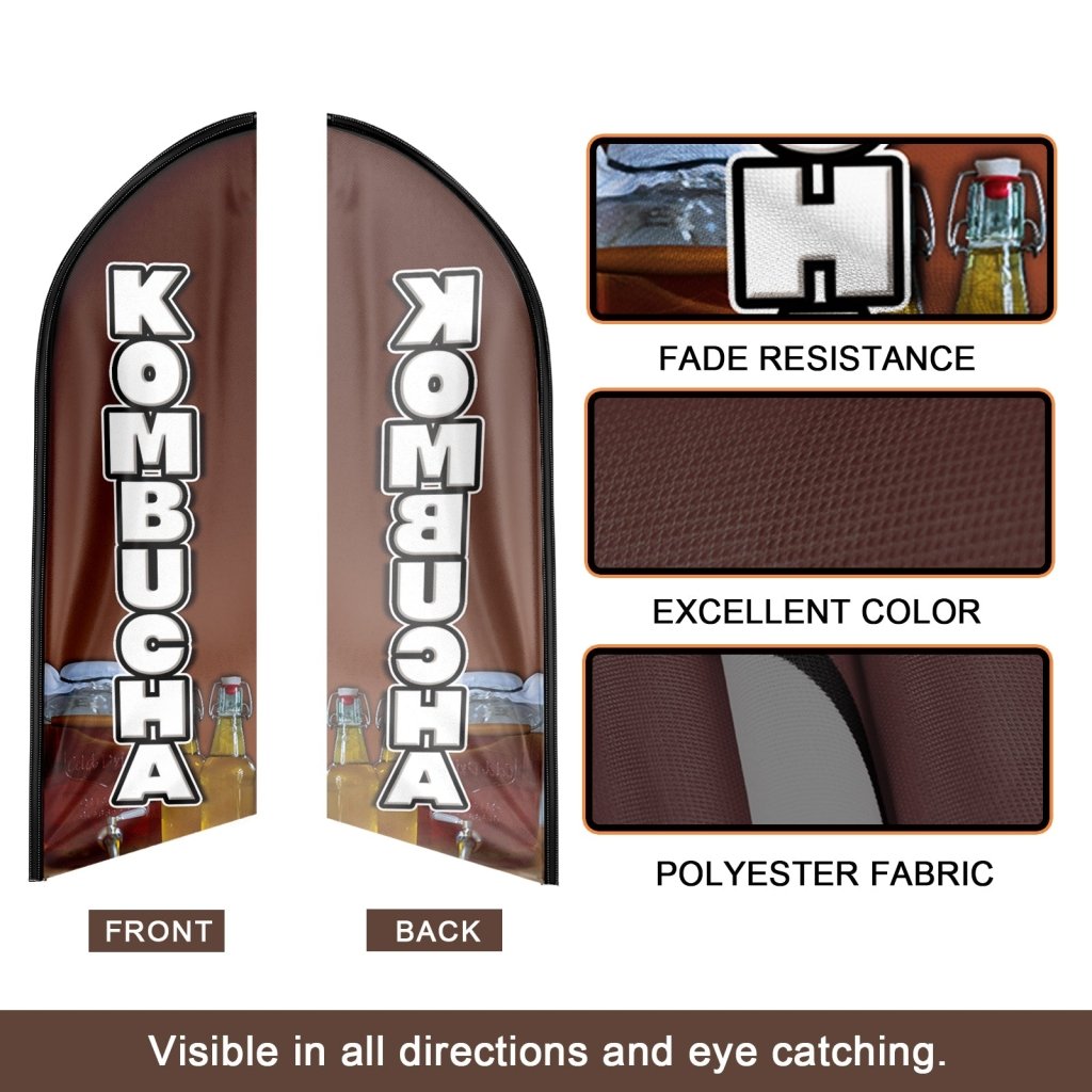 8FT Kombucha Advertising Swooper Flag (Flagpole Not Included 3.4)