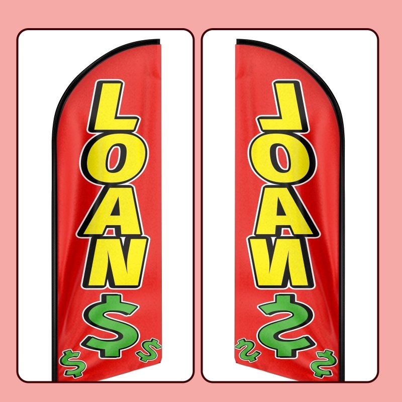 8FT Loans Advertising Swooper Flag (Flagpole Not Included 3.4)