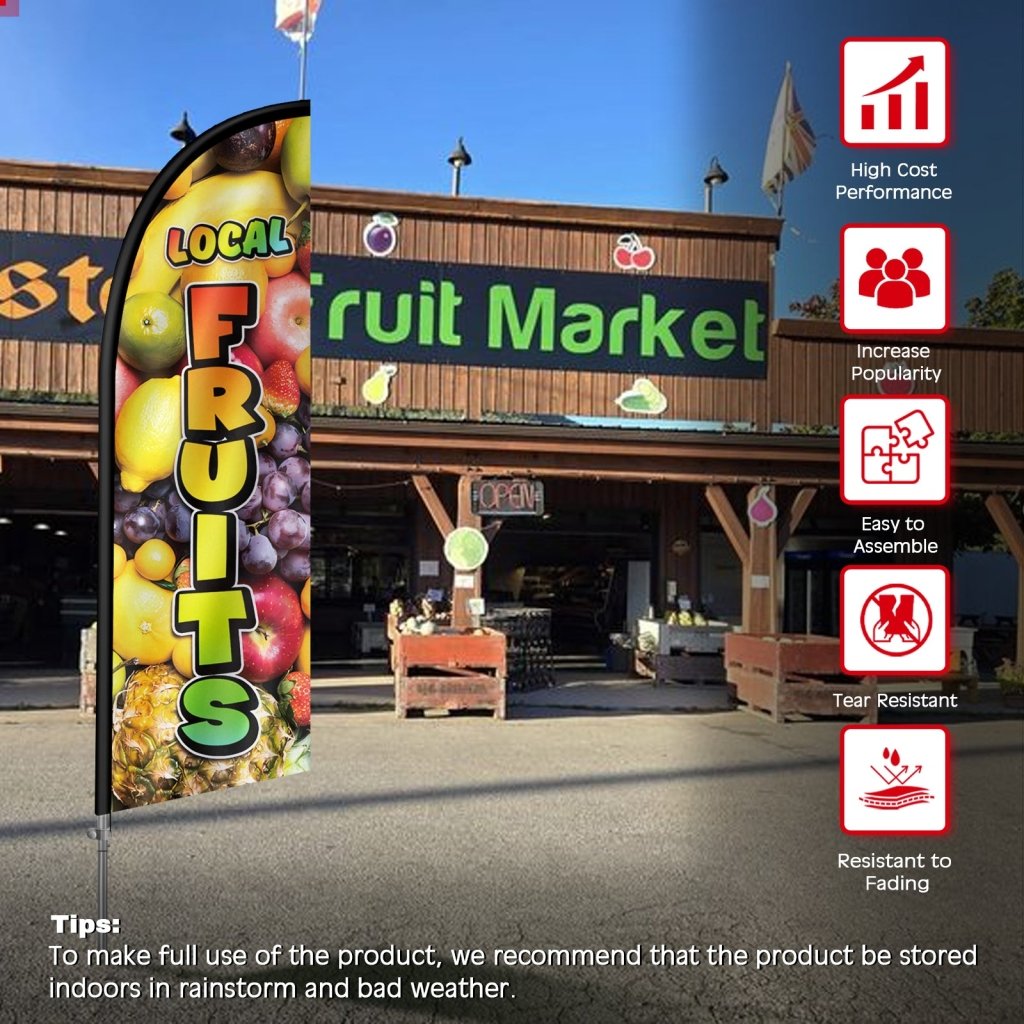 8FT Local Fruits Feather Flag with Stainless Steel Pole Kit(2m flag set)