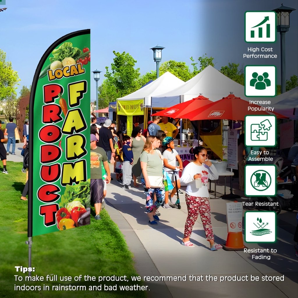 8FT Local Product Feather Flag with Stainless Steel Pole Kit(2m flag set)