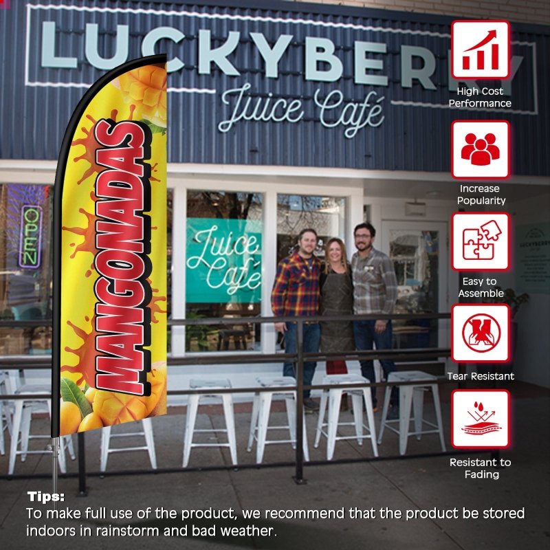 8FT Mangonadas Banner Feather Flag with Stainless Steel Pole Kit(2m flag set)