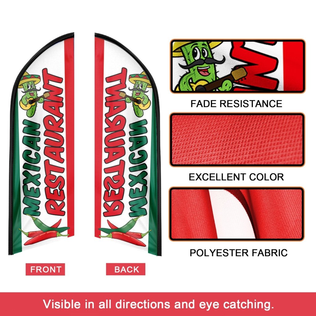 8FT Mexican Restaurant Advertising Swooper Flag (Flagpole Not Included 3.4)