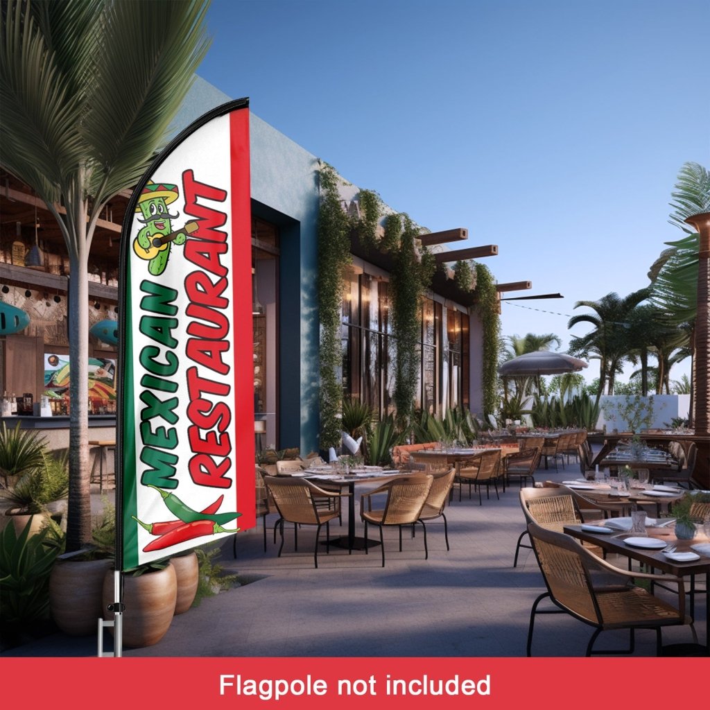 8FT Mexican Restaurant Advertising Swooper Flag (Flagpole Not Included 3.4)