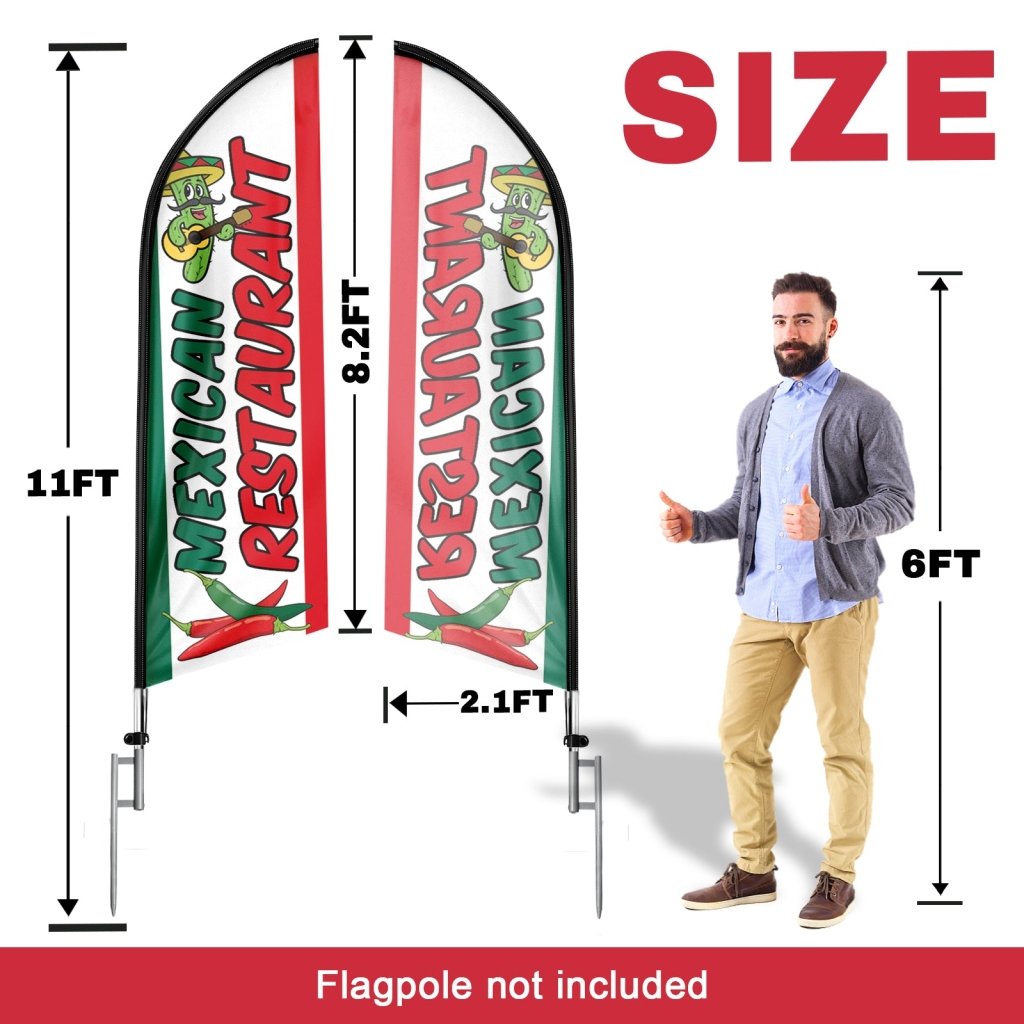 8FT Mexican Restaurant Advertising Swooper Flag (Flagpole Not Included 3.4)